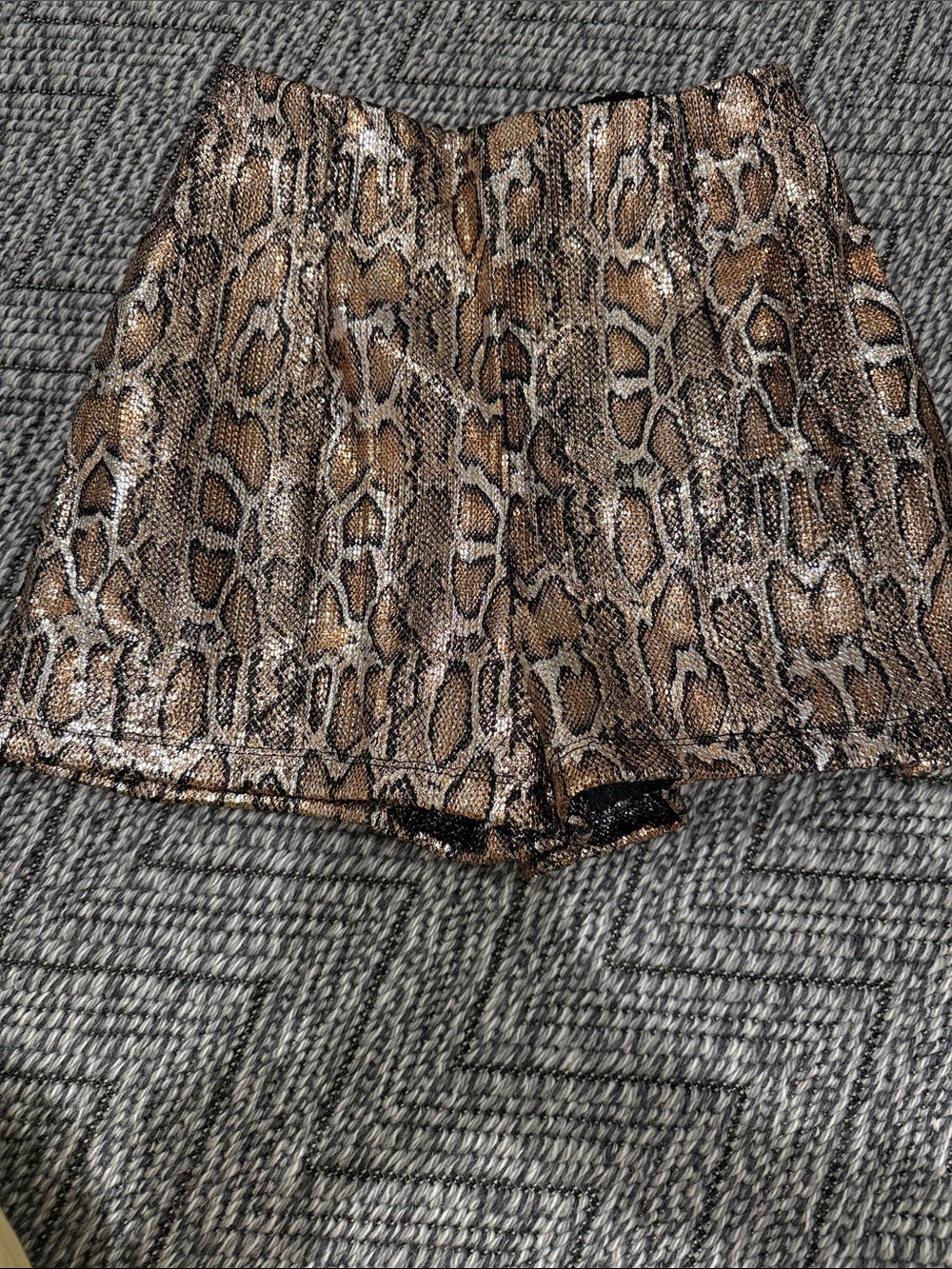 Socialite Metallic Snake-Print Mini Skirt in Brown and Black